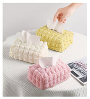 ティッシュケース ティッシュカバー 布製 エンボーワッフル もこもこ ふわふわ かわいい おしゃれ シンプル 無地 日用品 生活雑貨 インテリア リビング 寝室