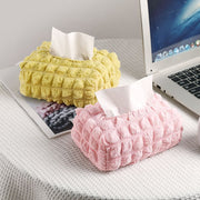 ティッシュケース ティッシュカバー 布製 エンボーワッフル もこもこ ふわふわ かわいい おしゃれ シンプル 無地 日用品 生活雑貨 インテリア リビング 寝室