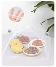 フードカバー 食卓カバー キッチンパラソル 折りたたみ メッシュ 虫よけ 埃よけ シンプル フリル 刺繍レース 便利アイテム 食事 ご飯 吊り下げ 省スペース収納