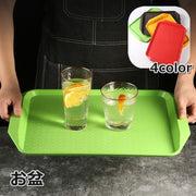 お盆 おぼん トレー トレイ 配膳用品 キッチン雑貨 滑り止め 長方形 スクエア すべらない 無地 単色 シンプル