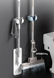 モップホルダー 2個組 ほうきホルダー ローラーフック 壁掛け 貼り付け 粘着シール固定 穴あけ不要 防水 傘掛け 掃除用具収納
