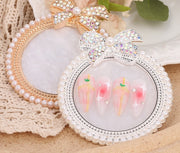 ネイルパレット 調色パレット ミキシングプレート ネイルアート アクセサリートレイ ディスプレイ おしゃれ かわいい フェイクパール ラインストーン キラキラ リボン セルフネイル