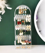 アクセサリースタンド アクセサリーホルダー アクセサリーケース ジュエリーケース 折り畳み式 折り畳み可能 大容量 縦長 イヤリング ピアス ネックレス ブレスレット 透明 クリア ブラック シンプル 可愛い キュート おしゃれ
