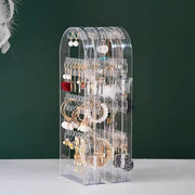 アクセサリースタンド アクセサリーホルダー アクセサリーケース ジュエリーケース 折り畳み式 折り畳み可能 大容量 縦長 イヤリング ピアス ネックレス ブレスレット 透明 クリア ブラック シンプル 可愛い キュート おしゃれ