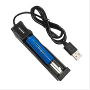 リチウム電池充電器 1本 USB リチウムイオン充電池 バッテリー充電器 バッテリーチャージャー リチウムバッテリー LED 小型 リチウム電池