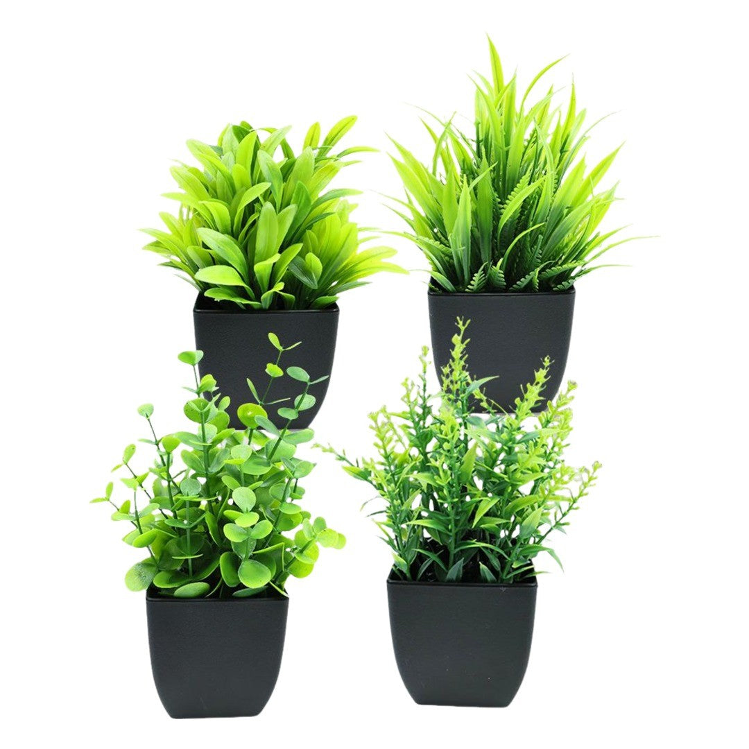 フェイクグリーン 4個組 人工観葉植物 造花 緑 鉢植え 枯れない インテリア 飾り リアル ホームガーデン 卓上 ベランダ 窓際 トイレ