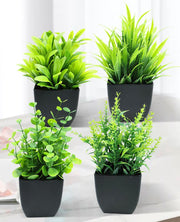 フェイクグリーン 4個組 人工観葉植物 造花 緑 鉢植え 枯れない インテリア 飾り リアル ホームガーデン 卓上 ベランダ 窓際 トイレ
