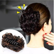 お団子ウィッグ ポイントウィッグ ヘアクリップ バンスクリップ 部分かつら つけ毛 エクステ お団子ヘア シニヨン風 ヘアアクセサリー ファッション小物 ヘアアレンジ 簡単 おしゃれ ボリュームアップ シンプル 黒 茶