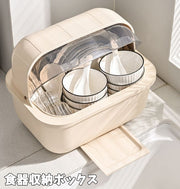 食器収納ボックス カトラリーケース 整理ボックス 蓋付き 水切り 水受けトレー付き キッチン用品 箸入れ 茶碗入れ 半透明 スプーン フォーク 小物入れ 収納 整理整頓 無地 シンプル 開閉可能