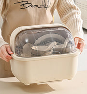 食器収納ボックス カトラリーケース 整理ボックス 蓋付き 水切り 水受けトレー付き キッチン用品 箸入れ 茶碗入れ 半透明 スプーン フォーク 小物入れ 収納 整理整頓 無地 シンプル 開閉可能