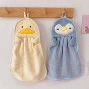 ループ付きタオル タオル ハンドタオル ペンギン アヒル お手拭き 手洗い 布巾 紐付き フェイス アニマル かわいい