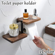 トイレットペーパーホルダー タオルホルダー タオルラック タオル掛け 壁収納ラック 小物置き 木製 木目 天板 トレー 飾り棚 高見え ネジ固定 ウォールシェルフ トイレットペーパー シンプル ナチュラル おしゃれ 高級感 アンティーク調 大人 かっこいい モダン