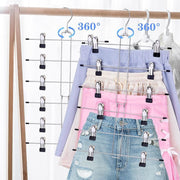 ズボンハンガー 6連 6段 折りたたみ クリップハンガー 収納 パンツ スラックス スカート キャミソール 省スペース 便利 物干し 滑り止め 洗濯ばさみ付き 制服 シンプル 金属 丈夫 頑丈