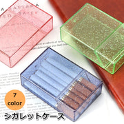 シガレットケース 20本収納 タバコケース たばこケース 煙草ケース 煙草入れ ラメ キラキラ クリア 透明 中が見える 持ち運び 便利 携帯 高級感 おしゃれ きらきら ブラック 黒 ピンク ブルー