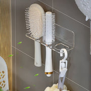 ヘアブラシホルダー ヘアブラシスタンド くし クシ 櫛 3本収納 壁掛け 壁面収納 粘着式 クリア 透明 シンプル 洗面所 浴室 収納用品