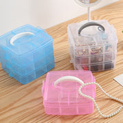 アクセサリーボックス アクセサリーケース ジュエリーボックス コスメボックス 小物入れ 収納ボックス 収納雑貨 3段式 持ち手付き 透明 クリア ピンク ブルー シンプル カジュアル 可愛い キュート