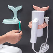 ドライヤーホルダー ドライヤー収納 壁掛け スタンド 穴あけ不要 工具不要 取り付け簡単 洗面所 脱衣所 魚 人魚 おしゃれ シンプル 便利