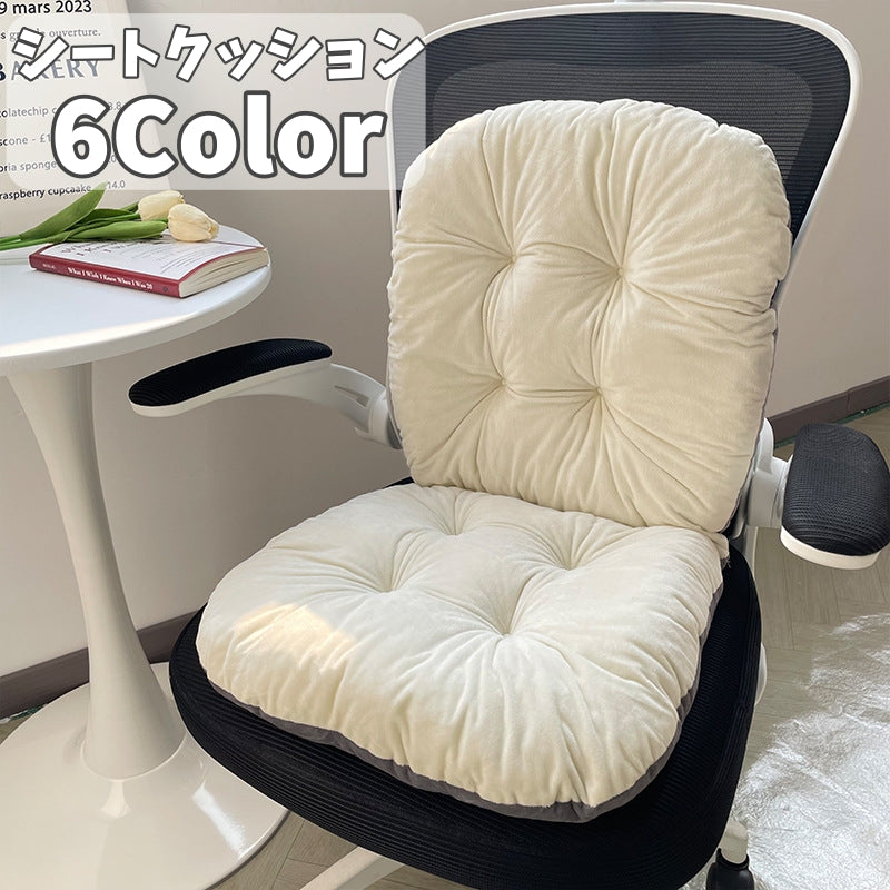 シートクッション チェアクッション クッションチェア チェアパッド 背もたれ ゴムバンド 座布団 座椅子 座面クッション ふわふわ モコモコ 暖かい かわいい おしゃれ 防寒対策