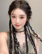 エクステンション 左右2個セット エクステ 付け毛 つけ毛 レディース 女性 ファッション小物 編み込み おしゃれ お洒落 普段使い コスプレ 仮装 変装 カラバリ豊富