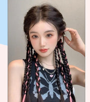 エクステンション 左右2個セット エクステ 付け毛 つけ毛 レディース 女性 ファッション小物 編み込み おしゃれ お洒落 普段使い コスプレ 仮装 変装 カラバリ豊富