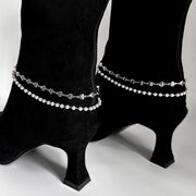 シューズアクセサリー 単品 片足用 ブーツ用 シューパーツ シューアクセサリー アンクレット レディース 女性 靴アクセサリー パール調 フェイクパール ハート スター 星 チェーン おしゃれ かわいい ガーリー きれいめ