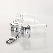 ガラス小瓶 5個組 蓋 フタ キャップ カン付き カラビナ ナスカン バッグチャーム キーホルダー 小物入れ 容器 透明 クリア