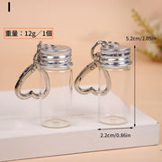 ガラス小瓶 5個組 蓋 フタ キャップ カン付き カラビナ ナスカン バッグチャーム キーホルダー 小物入れ 容器 透明 クリア