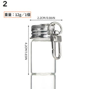 ガラス小瓶 5個組 蓋 フタ キャップ カン付き カラビナ ナスカン バッグチャーム キーホルダー 小物入れ 容器 透明 クリア