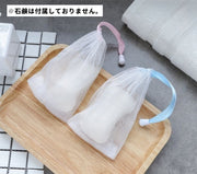 泡立てネット 石けんネット 単品 1枚 巾着タイプ 紐付き 洗顔 石鹸 せっけん 洗面所 風呂場 メッシュ シンプル カラバリ豊富