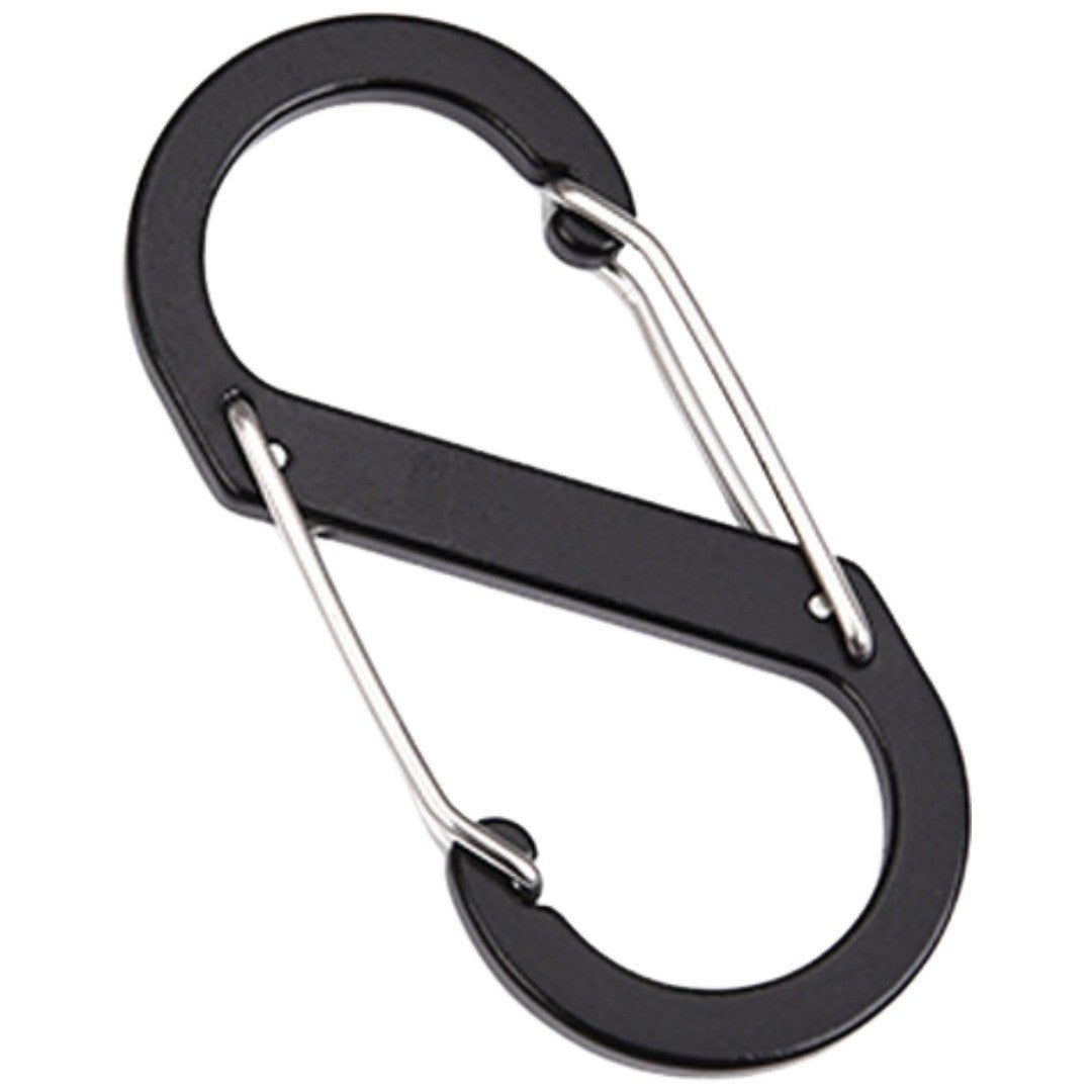 カラビナ 2個セット S字 8の字 キーホルダー キーフック アウトドア 登山 クライミング キャンプ 釣り アウトレジャー トレッキング 便利