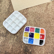 水彩パレット 12マス ミニトレイ 四角 缶 蓋付き 小型 トレイ 缶ケース 画材 ペイント 絵の具 絵具 絵画 お絵描き 水彩画 アート DIY クラフト 美術 ポータブル