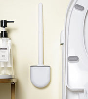 トイレブラシ 掃除ブラシ シリコン製 組み立て式 ケース付き 壁掛け ソフト 柔らかい 柄付き ブラシ立て トイレ用品 掃除用具 省スペース