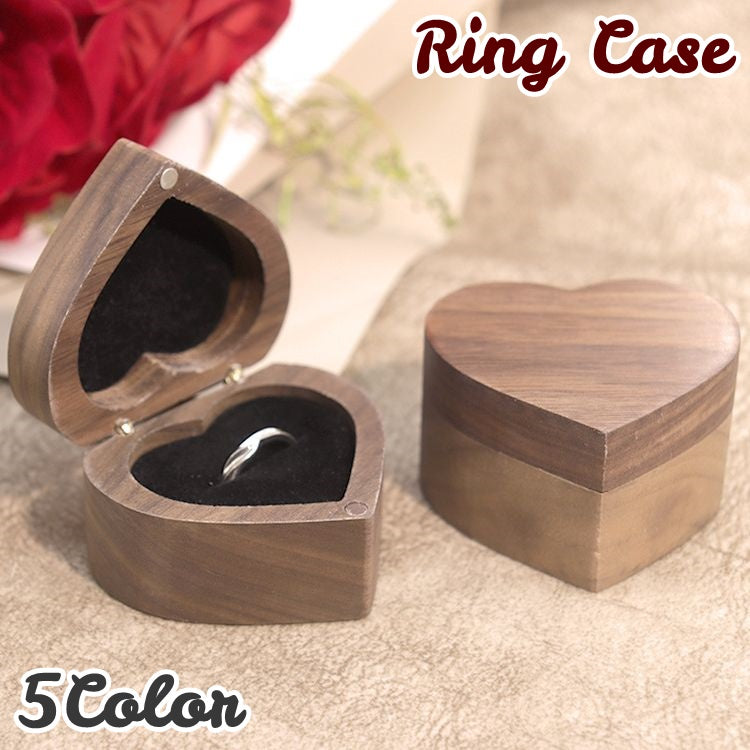 リングケース アクセサリーケース ジュエリーボックス 指輪ケース リングボックス アクセサリーボックス ジュエリーケース 収納ボックス 収納ケース マグネット開閉 ピアス ハート かわいい キュート 木目 指輪 リング ゆびわ プレゼント 贈り物 保管 収納