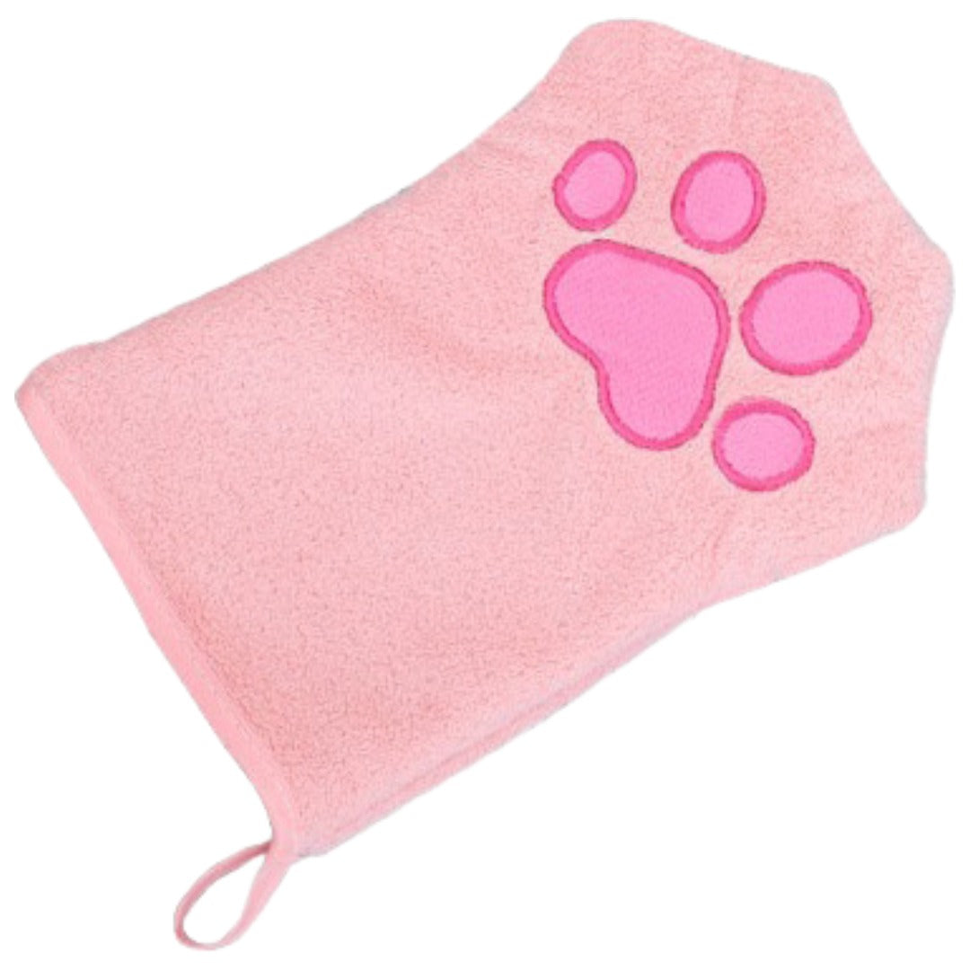 ペット用タオル 単品 片手用 バスタオル ボディタオル 猫 ネコ ねこ 犬 イヌ いぬ 手袋型 グローブ ミトン ループ付き お風呂 体洗い シャワー 足拭き 吸水 速乾