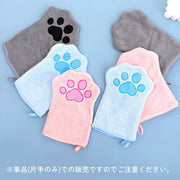 ペット用タオル 単品 片手用 バスタオル ボディタオル 猫 ネコ ねこ 犬 イヌ いぬ 手袋型 グローブ ミトン ループ付き お風呂 体洗い シャワー 足拭き 吸水 速乾
