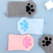 ペット用タオル 単品 片手用 バスタオル ボディタオル 猫 ネコ ねこ 犬 イヌ いぬ 手袋型 グローブ ミトン ループ付き お風呂 体洗い シャワー 足拭き 吸水 速乾