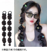 エクステ 単品 1本 エクステンション ヘアゴム付き 三つ編み ロング 付け毛 つけ髪 単色 ミックス レディース 女性 ヘアアクセサリー ヘアアレンジ おしゃれ 可愛い