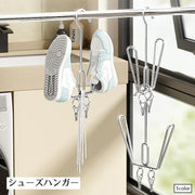 シューズハンガー 靴乾燥ラック 洗濯用品 物干し ステンレス シューズ 靴 ピンチ クリップ 靴掛け 洗濯 吊り干し 水切り 重ね掛け 省スペース 収納便利 スリッパ