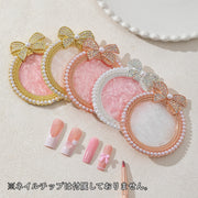 ネイルパレット 調色パレット ネイル皿 ネイルアート用品 ネイルサロン用品 リボン ラインストーン ジェルネイル セルフネイル かわいい おしゃれ きらきら