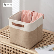 収納ボックス 収納ケース 押入れ収納 ランドリーバスケット 持ち手付き マルチ収納 衣類 小物入れ 本 雑誌 おもちゃ箱 整理整頓 クローゼット 押し入れ スクエア ナチュラル ツートンカラー おしゃれ シンプル インテリア