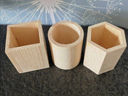 ペンホルダー ペン立て ペンスタンド DIY用ベース 工作素材 手芸用品 ハンドメイド用品 円筒形 ラウンド 筒形 角柱型 スクエア 四角形 六角形 ヘキサゴン 木製 シンプル カジュアル