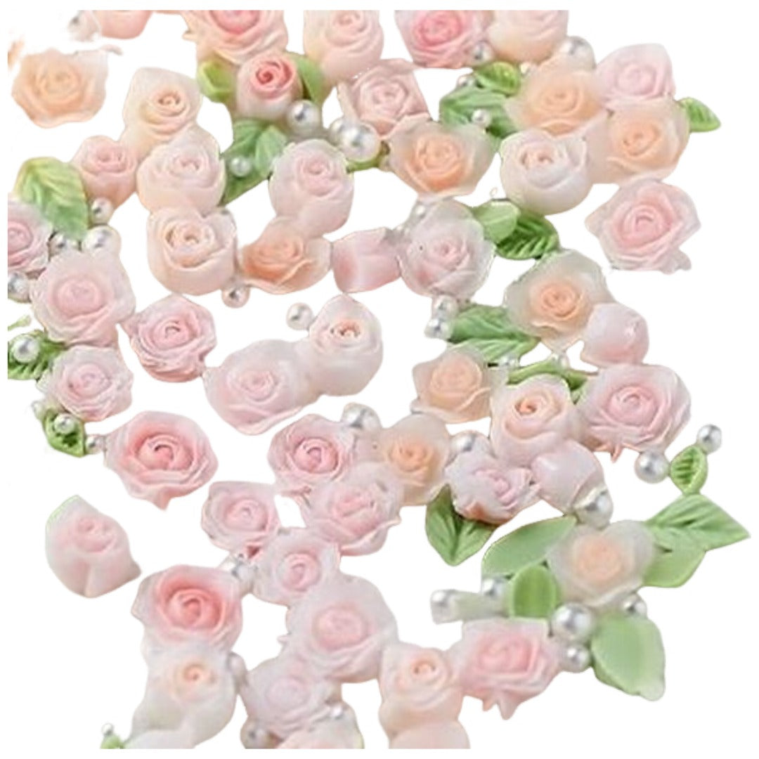 ネイルパーツ 40個セット ネイルアート 3D 立体 ネイル パーツ 飾り デコ 花 バラ 薔薇 かわいい おしゃれ キレイ セルフネイル デコレーション
