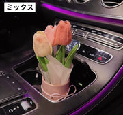 造花 チューリップ 3本 鉢花 ポット付き フェイクフラワー インテリア 車内装飾 飾り アートフラワー アーティフィシャルフラワー コンソールボックス 自動車 室内装飾 可愛い おしゃれ フォト 写真撮影 プレゼント 贈り物