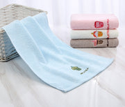 フェイスタオル ハンドタオル 洗顔タオル 吸水 洗面所 浴室 お風呂 キッチン シンプル 刺繍 ワンポイント 可愛い 柔軟 柔らかい バス用品 デイリー 日用品
