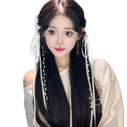 ヘアクリップ バンスクリップ エクステンション エクステ付き レディース 女性 ヘアアクセサリー ファッション雑貨 三つ編み リボン 編み込み ブルー オフホワイト ピンク ガーリー フェミニン 可愛い キュート おしゃれ