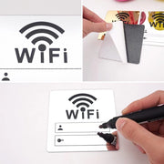 サインプレート WiFi ボード 看板 標識 ステッカー 粘着式 壁面 貼り付け ゲスト用 お客様用 ID パスワード記入 スクエア型 店舗 カフェ