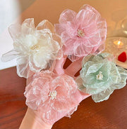 ハンドメイドパーツ アクセサリーパーツ デコレーションパーツ 同色2個セット 花 フラワー クラフト ハンドメイド DIY 手芸 装飾 飾りつけ アクセサリー コサージュ 結婚式 シフォン かわいい おしゃれ 髪飾り