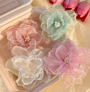 ハンドメイドパーツ アクセサリーパーツ デコレーションパーツ 同色2個セット 花 フラワー クラフト ハンドメイド DIY 手芸 装飾 飾りつけ アクセサリー コサージュ 結婚式 シフォン かわいい おしゃれ 髪飾り