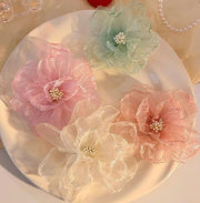 ハンドメイドパーツ アクセサリーパーツ デコレーションパーツ 同色2個セット 花 フラワー クラフト ハンドメイド DIY 手芸 装飾 飾りつけ アクセサリー コサージュ 結婚式 シフォン かわいい おしゃれ 髪飾り