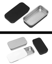 小物入れ 2個セット 2個入り ブリキ缶 缶ケース ミニボックス 収納ケース 角缶 箱 小型 小さめ ミニ 蓋付き スライド式 長方形 四角形 シンプル 小物 収納 保管 保存
